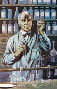 Thomas Alva Edison, inventor y empresario estadounidense (litografía en color)