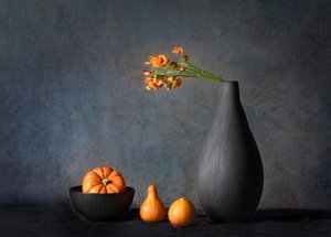 Naturaleza muerta otoñal con naranjas de Rong Wei