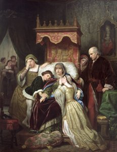 La locura de Isabel de Portugal, c.1855 (óleo sobre lienzo) de Roque Pelegri