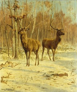 Dos Ciervos en un Claro en Invierno de Rosa Bonheur