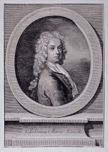 Retrato de Antonio Maria Zanetti, dibujante italiano. Grabado de Rosalba Giovanna (after) Carriera