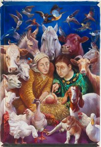 La Natividad, 2012 (óleo sobre lienzo) de Rosemarie Adcock