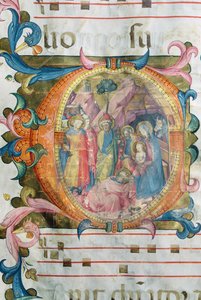 Corale / Graduale no.5 Inicial Historiada "O" que representa la Adoración de los Magos de Rossello Franchi