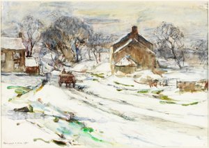 Ellerby - Invierno (lápiz y acuarela sobre papel pegado en cartulina) de Rowland Henry Hill