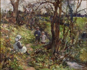 Los recolectores de prímulas (óleo sobre lienzo) de Rowland Henry Hill