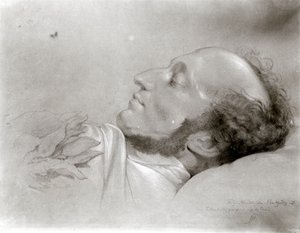 Felix Mendelssohn (1809-47) en su lecho de muerte, c.1847 de Rudolf Julius Benno Huebner