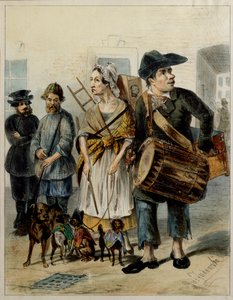 Un criado saca a los perros - Obra de Rudolf Kasimirovich Zhukovsky (1814-1886), acuarela y tinta sobre papel de Rudolf Kasimirovich Zhukovsky