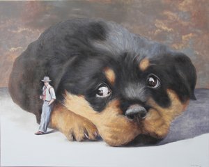 Perro grande, hombre pequeño