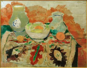 Naturaleza muerta con jarras y frutas, París de Rudolf Levy