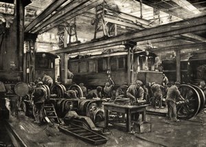 Ferrocarriles alemanes - Taller de reparación de locomotoras eléctricas del Reichsbahn en Munich. 1935 (impresión)