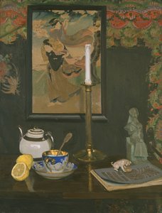 Bodegón con candelabro de Rudolf Vejrych