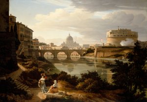 Roma, vista del Tíber hacia el sur de Rudolf Wiegmann