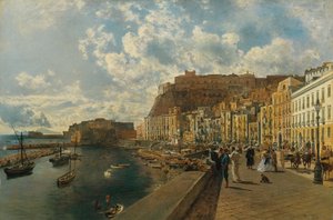 En la playa de Santa Lucia en Nápoles de Rudolf von Alt