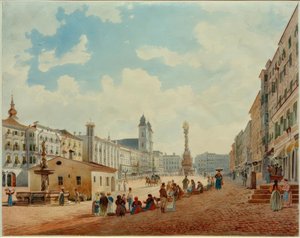 La plaza principal en Linz de Rudolf von Alt
