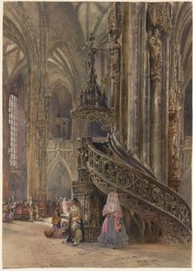 El interior de la catedral de San Esteban en Viena de Rudolf von Alt