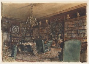La Biblioteca en el Apartamento del Conde Lanckoronski en Viena, Riemergasse 8 de Rudolf von Alt