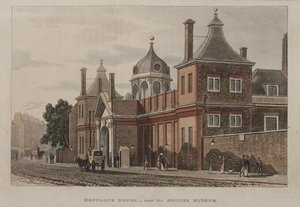 Vista del Museo Británico, Holborn con una escena callejera, c.1810 de Rudolph Ackermann