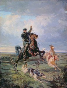 Cazador con los Borzois, 1872 de Rudolph Frenz