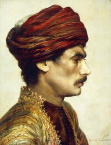 Retrato de perfil de un hombre con turbante rojo, 1882 de Rudolphe Ernst