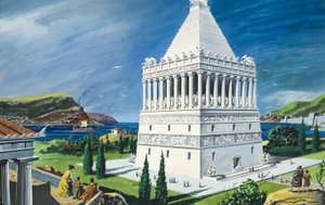 Mausoleo de Halicarnaso, terminado en 353 a.C. (gouache sobre papel) de Ruggero Giovannini