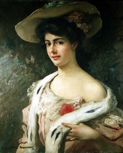 Retrato de la esposa del artista con sombrero de Rupert Charles Wolston Bunny