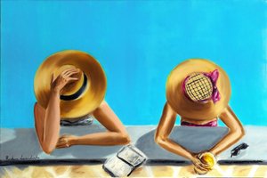 En la piscina, 2023 (óleo sobre lienzo)