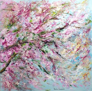Cerezos en flor - ¡ya llegó la primavera!, 2022 (óleo sobre cavas) de Ruslana Levandovska