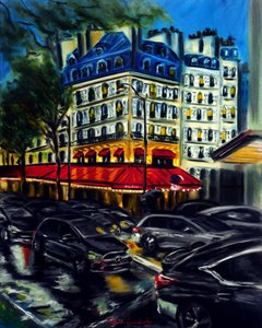 Rush vespertino en París, 2025 (óleo sobre lienzo)