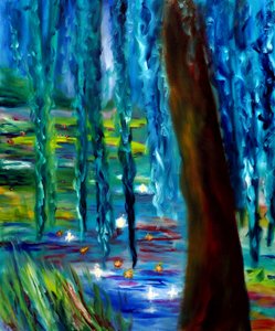Monet Jardín japonés en Giverny Panel derecho, 2024 (óleo sobre lienzo)