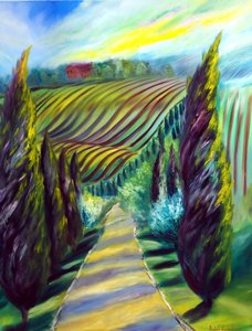 Bajo el sol de la Toscana en Italia, 2024 (óleo sobre lienzo) de Ruslana Levandovska