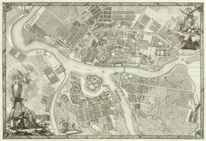 Mapa de Petersburgo para el 50 aniversario de la fundación de San Petersburgo, 1753 de Russian Master