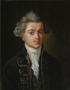 Retrato del fabulista Ivan Khemnitser, 1745-1784, pintura rusa del siglo XIX de Russian Master.