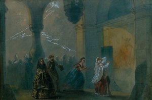 Diseño de escenario para la obra La Tormenta de A. Ostrovsky, mediados del siglo XIX de Russian Master