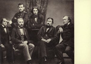 L N Tolstoi con escritores-colaboradores de la revista "Sovremennik", Petersburgo de Russian Photographer