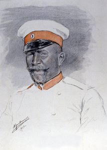 General Anatoli Stoessel Comandante de la Plaza de Port Arthur, Pastel de Kraftshenko de Russian School