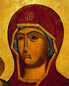 Icono que representa la cabeza de la Virgen, c.1550 (detalle) de Russian School
