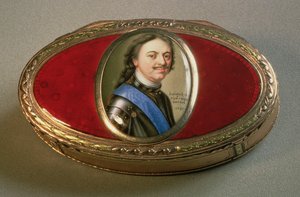 Caja de rapé con miniatura de retrato de Pedro el Grande