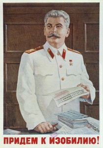 Póster Soviético de Stalin Leyendo un Telegrama