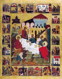 La Trinidad del Antiguo Testamento con escenas del Génesis, c. 1580 de Russian icon.