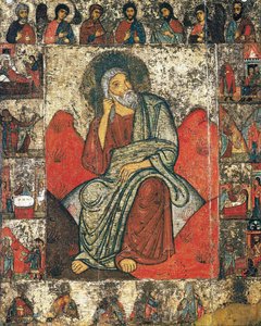 El Profeta Elías en el Desierto con Escenas de su Vida y Deesis, siglo XIII - primer tercio del siglo XIV de Russian icon.