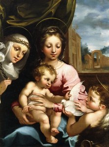 La Madonna y el Niño con el Niño San Juan Bautista y Santa Catalina de Siena, c.1597-1612 de Rutilio Manetti