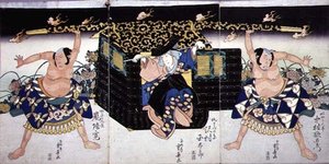 Una escena del cuarto acto de una obra de kabuki, 