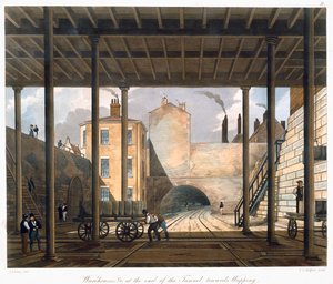 Almacenes, etc. al final del túnel hacia Wapping, Liverpool, 1832-1833 de SG Hughes