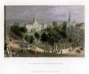 El parque y el ayuntamiento, Nueva York, EE.UU., 1838