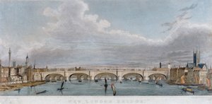 Vista del Puente de Londres desde el oeste con barcos en el río Támesis, 1829 de S Rogers
