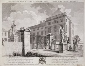 Vista Perspectiva del Hospital Foundling con Figuras Emblemáticas, 1749 de S. Vale