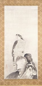 Hawk Perched On A Rock (tinta sobre papel) de Sakai Oho