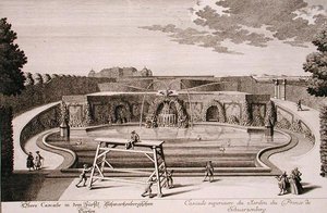 Gran fuente en el jardín del Príncipe de Schwarzenberg, Viena, grabado por Georg-Daniel Heumann (1691-1759), publicado c.1724-37 de Salomon (after) Kleiner