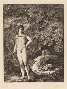 Apolo con un arco y dragón de Salomon Gessner