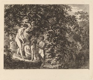 Chica llevando una cesta de frutas, 1770 de Salomon Gessner